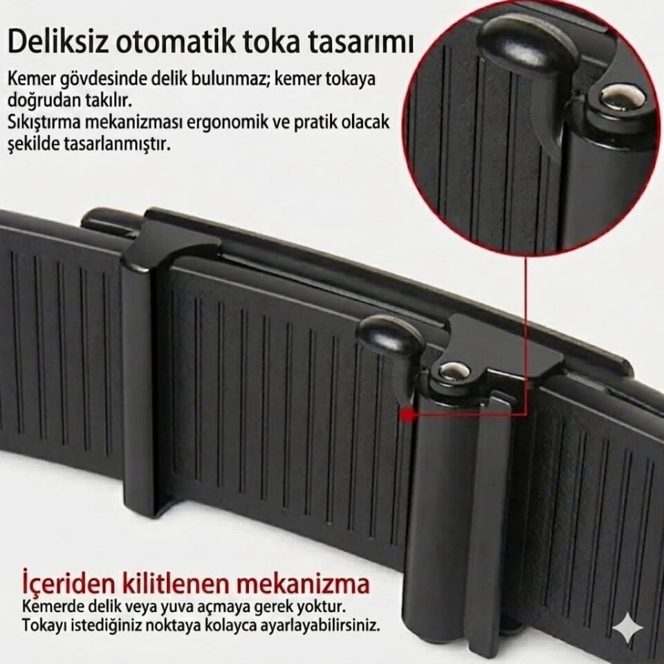 Otomatik Tokalı Deliksiz Jaguar Model Erkek Deri Kemer CK 2209