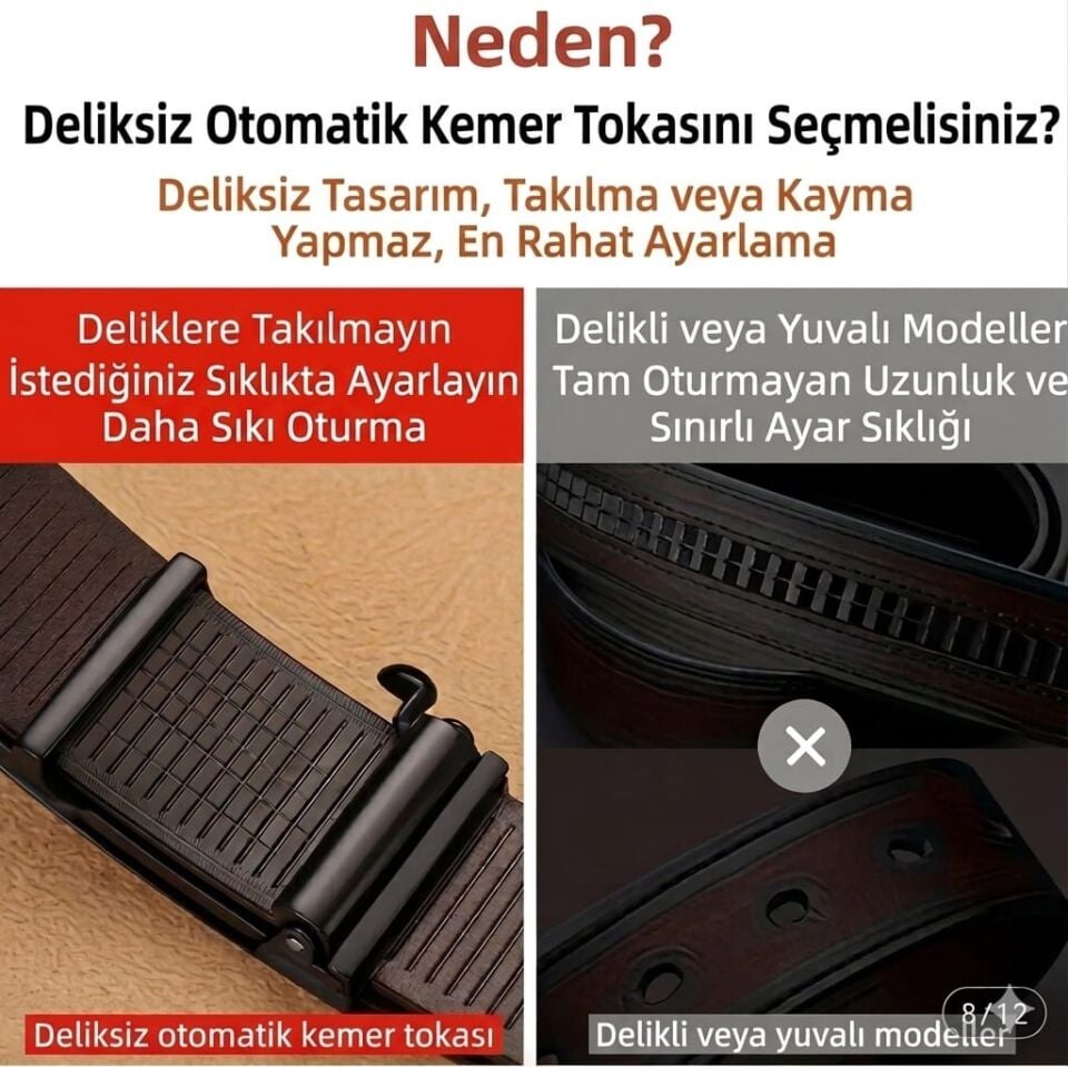Otomatik Tokalı Deliksiz İtalyan Tasarım Erkek Deri Kemer CK 1251Y